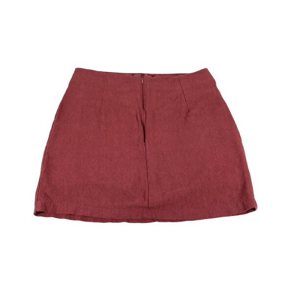 Altar’d State Bohemian Embroidered Mini Skirt Cotton & Linen Blend Sz S Burgundy - Picture 2 of 4